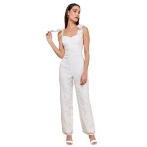 Lulus White Floral Tie-Strap Jumpsuit NWT Size Large White Cocktail Jumpsuit